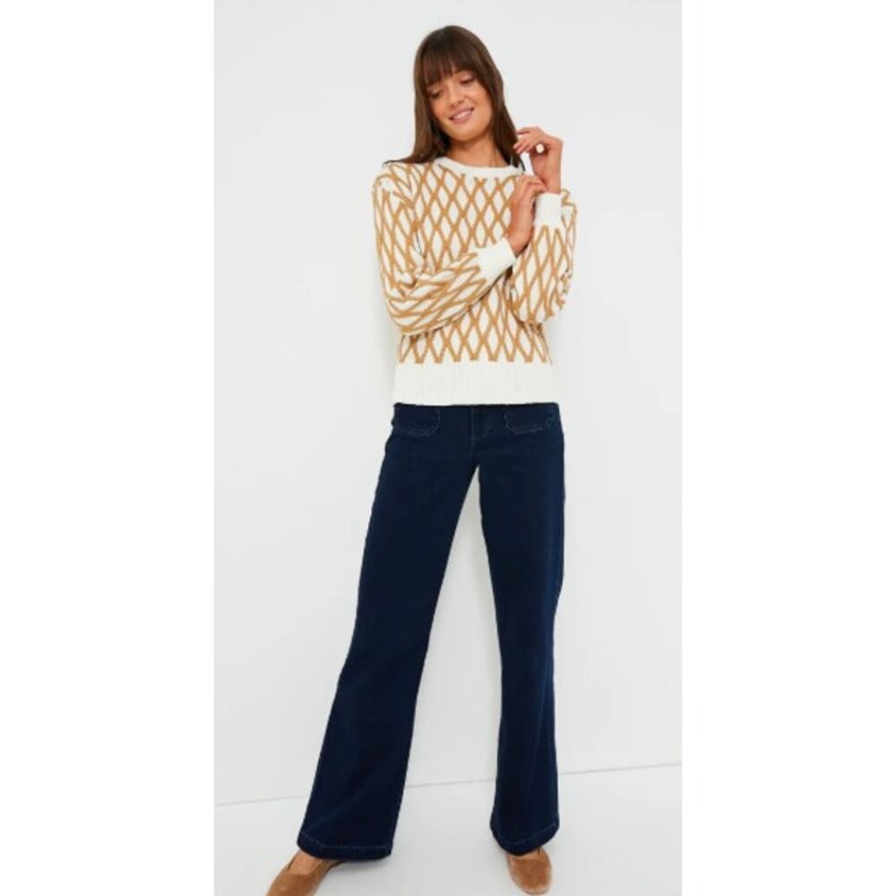 Tuckernuck White and Tan Crew Neck Sweater